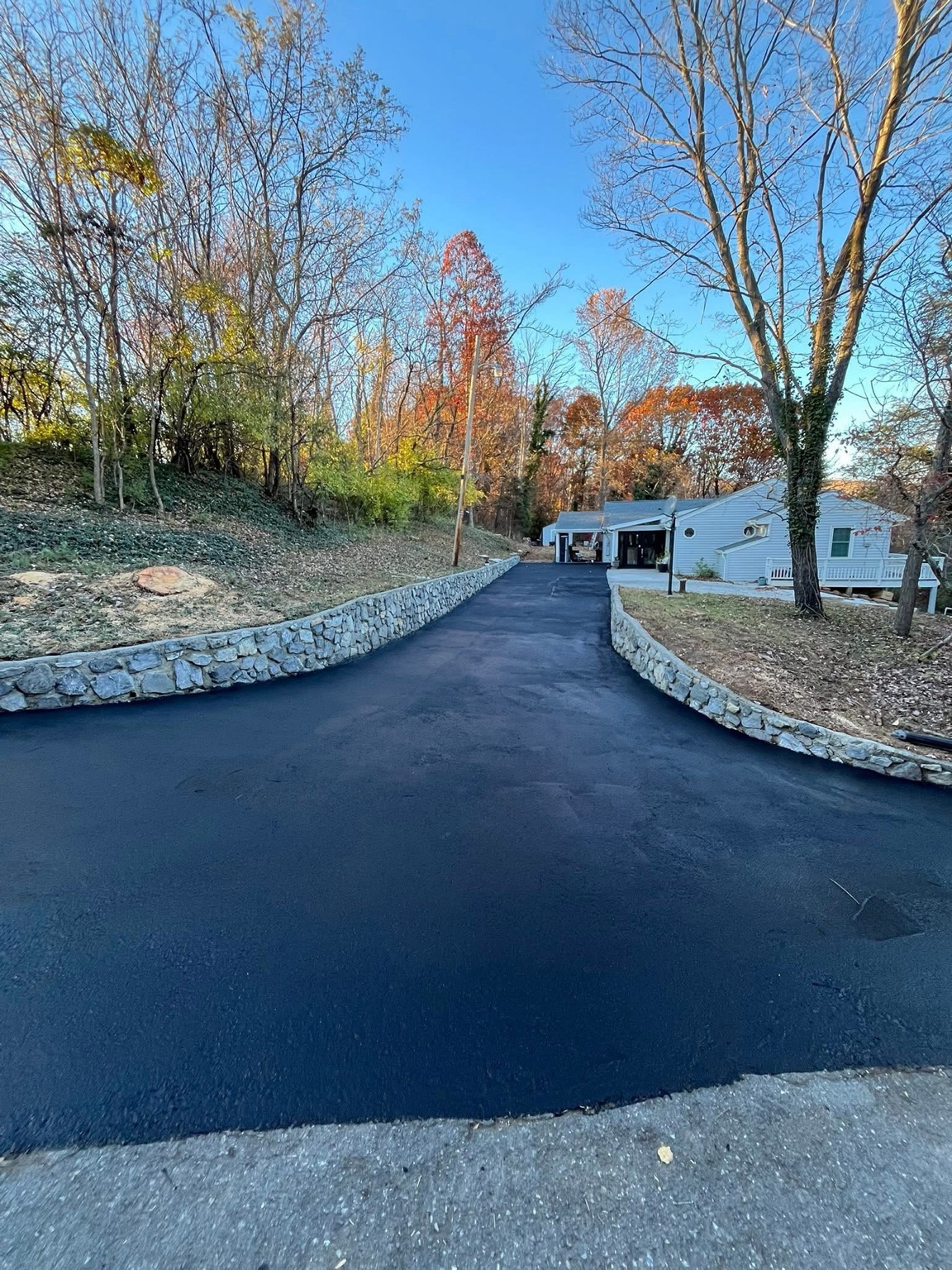 Fresh asphalt driveway