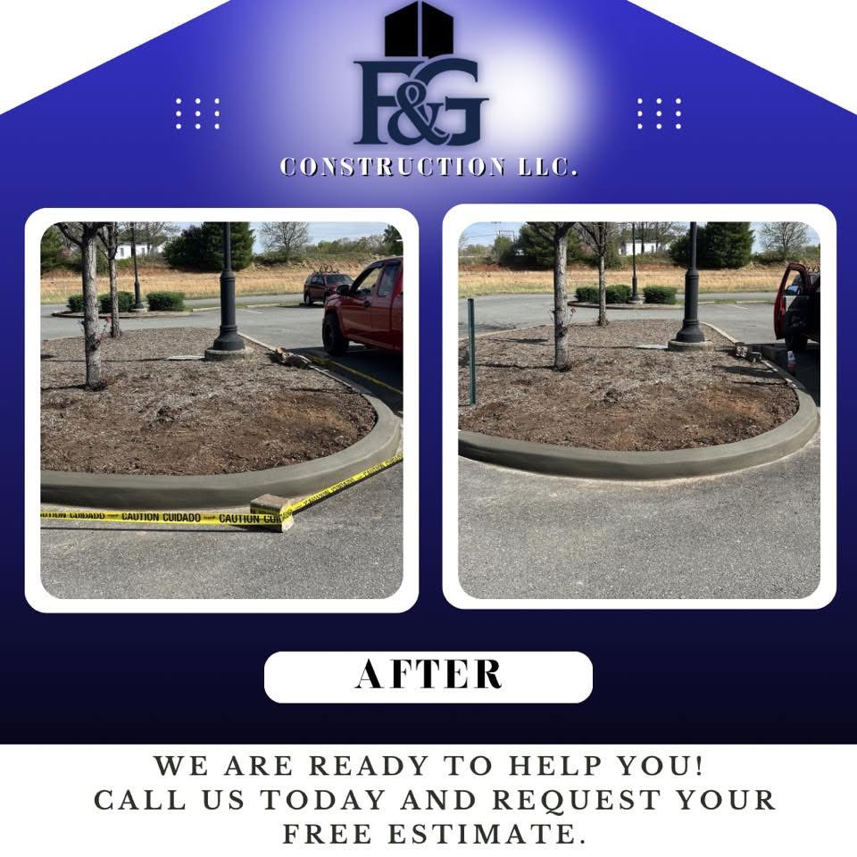 Concrete curb after
