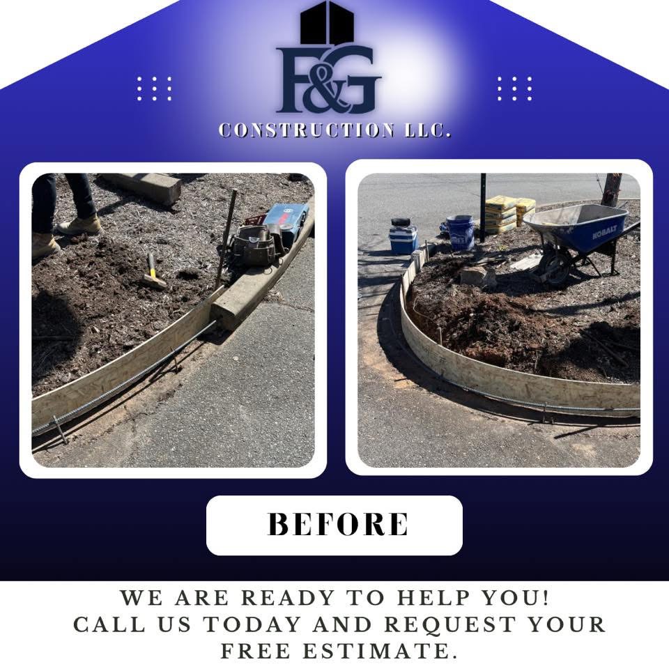 Concrete curb before