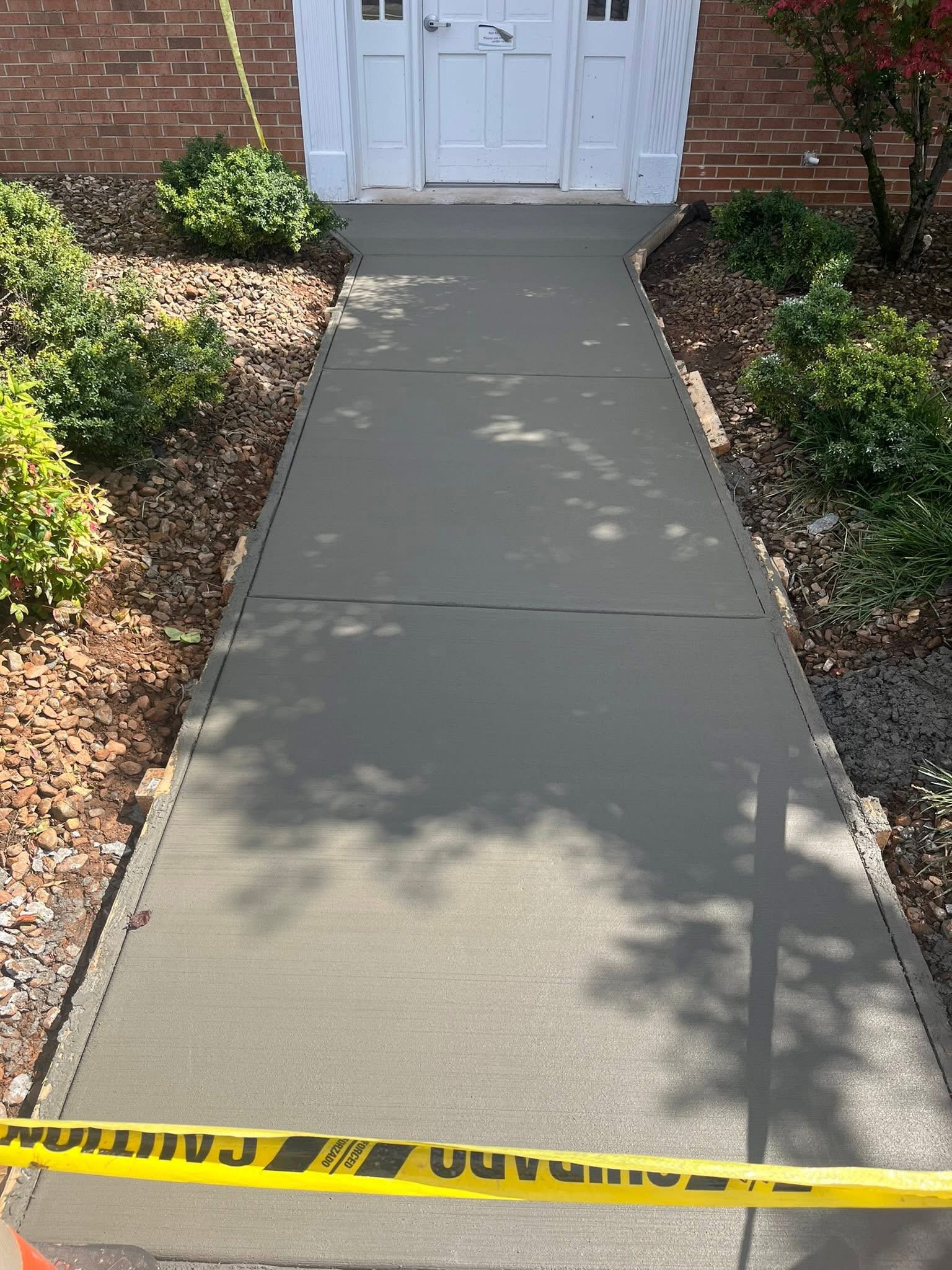 New concrete entrance walkway